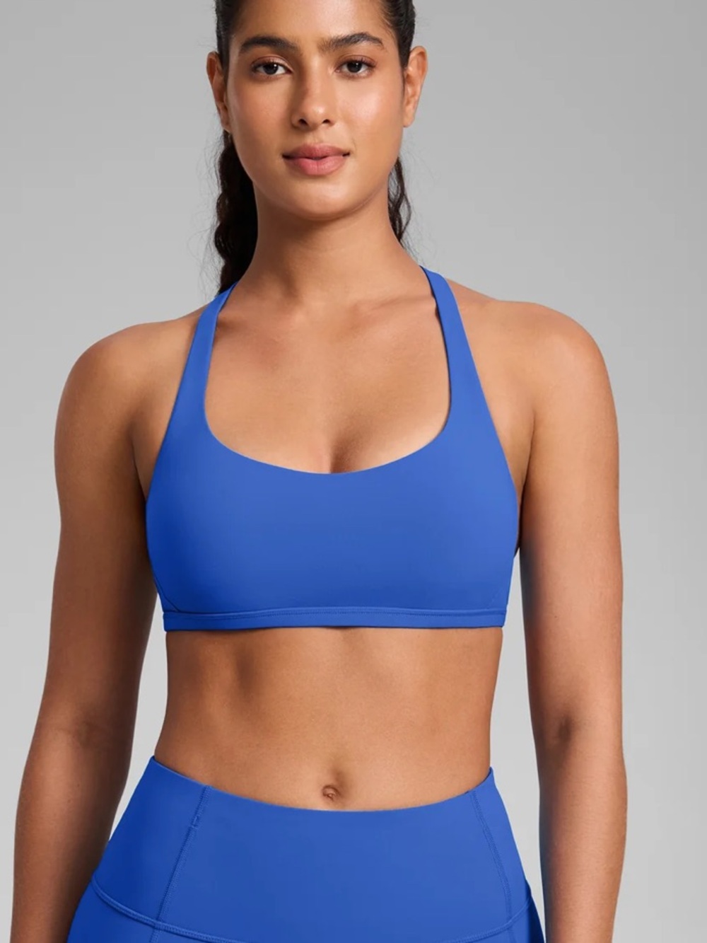 Wave Blue Strappy CRZ yoga sports bra! NWT size L